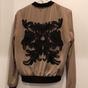 Taupe and Black Bomber Jacket